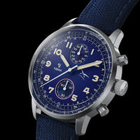 YEMA Bi-Compax French Air Force Quartz S/S 40mm Watch Blue Dial YMHF1582AA-GG_2024