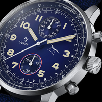 YEMA Bi-Compax French Air Force Quartz S/S 40mm Watch Blue Dial YMHF1582AA-GG_2024