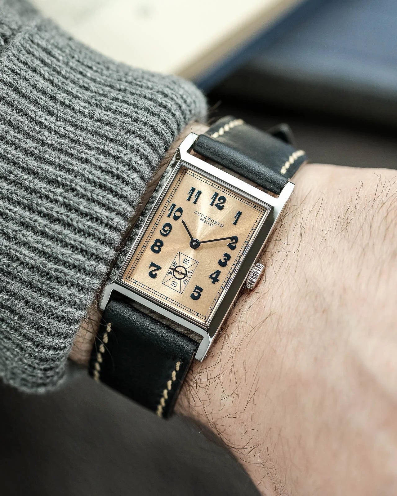 Duckworth Prestex Parker Quartz Pink Dial Blue Leather Strap_D803