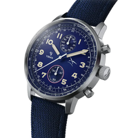 YEMA Bi-Compax French Air Force Quartz S/S 40mm Watch Blue Dial YMHF1582AA-GG_2024