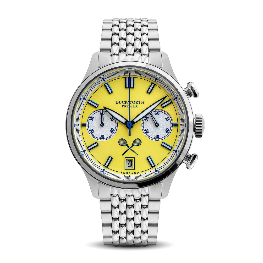 Duckworth Prestex Lostock yellow dial q Chrono Steel Beads of Rice D547-09ST_032/500