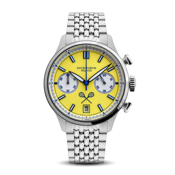 Duckworth Prestex Lostock yellow dial q Chrono Steel Beads of Rice D547-09ST_032/500