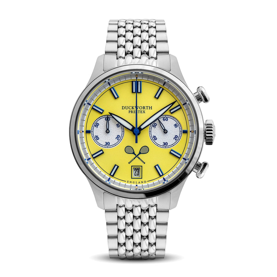 Duckworth Prestex Lostock yellow dial q Chrono Steel Beads of Rice D547-09ST_032/500
