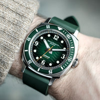 Duckworth Prestex DP BELMONT Dive Watch Green Dial Rubber Strap D328-04