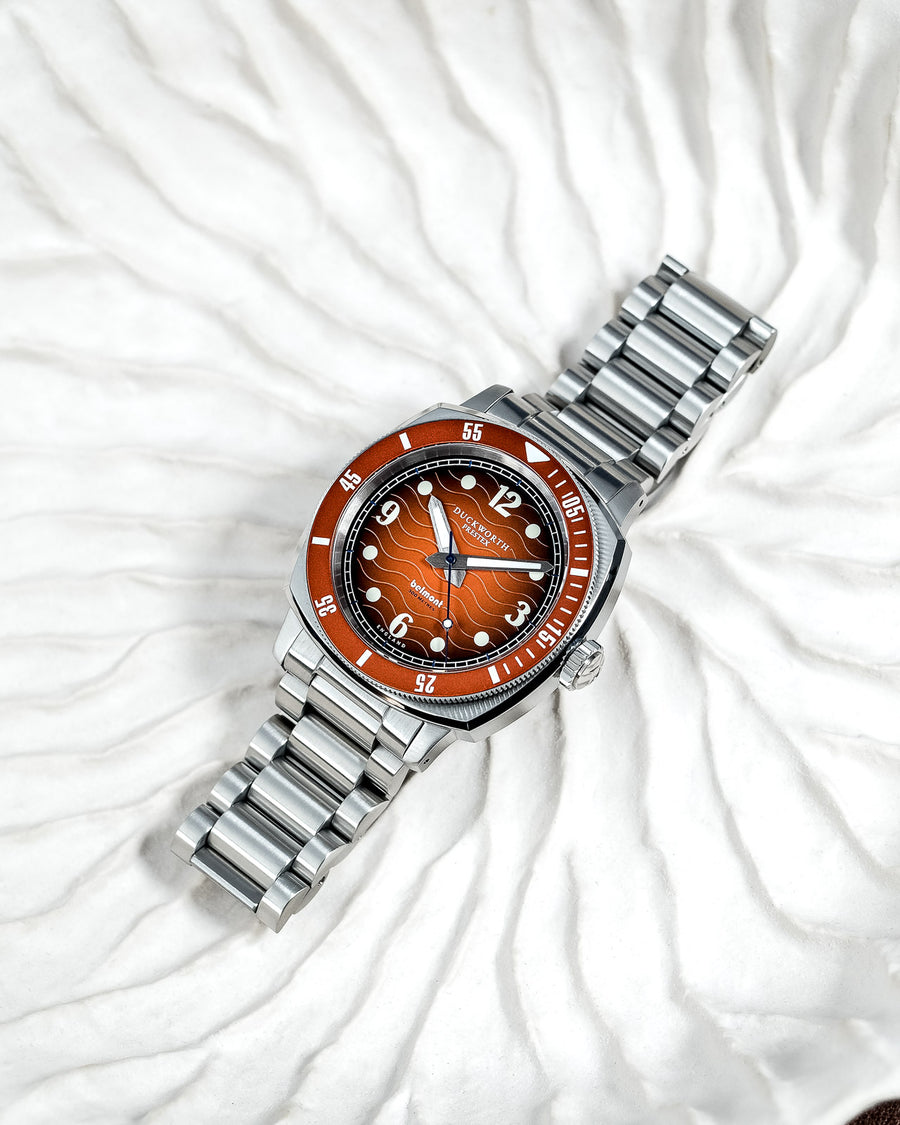 Duckworth Prestex DP BELMONT Dive Watch Orange Dial Steel Bracelet D328-05