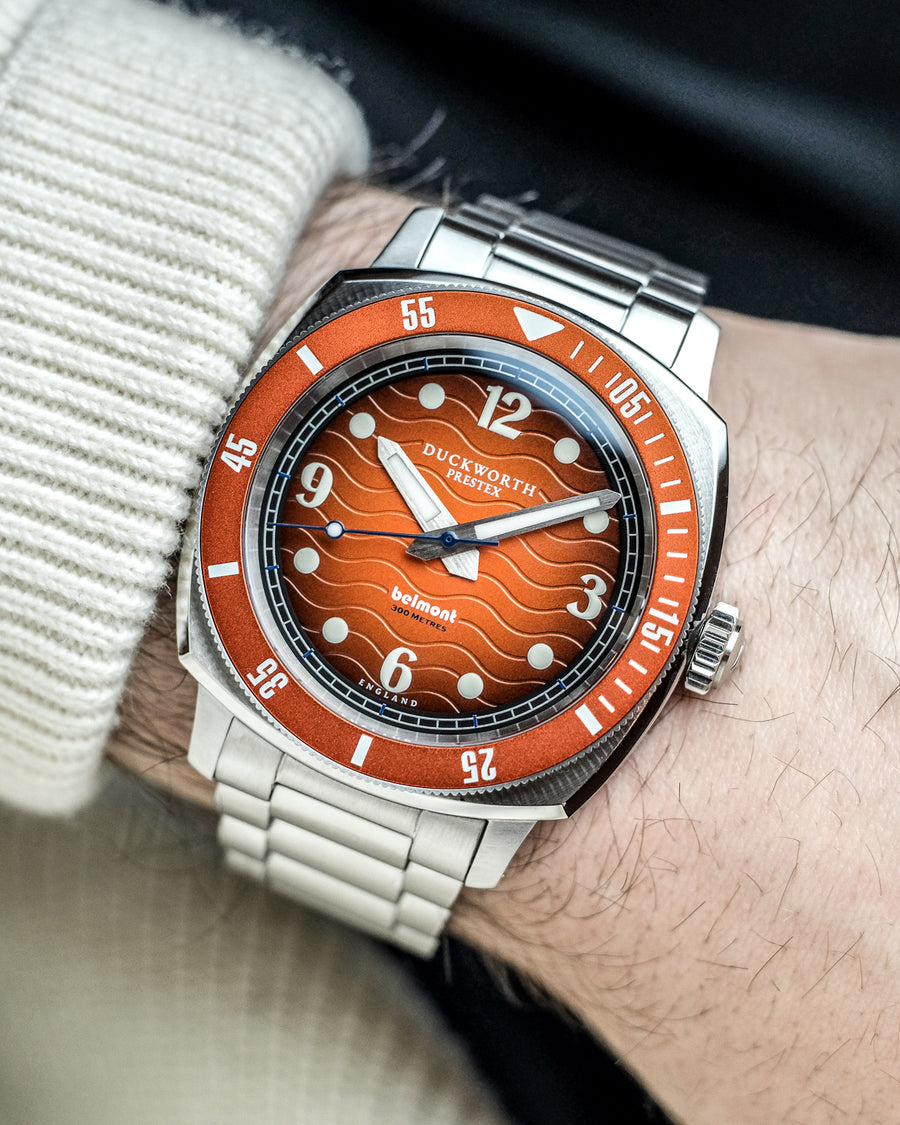 Duckworth Prestex DP BELMONT Dive Watch Orange Dial Steel Bracelet D328-05