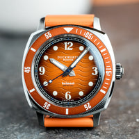 Duckworth Prestex DP BELMONT Dive Watch Orange Dial Rubber Strap D328-05