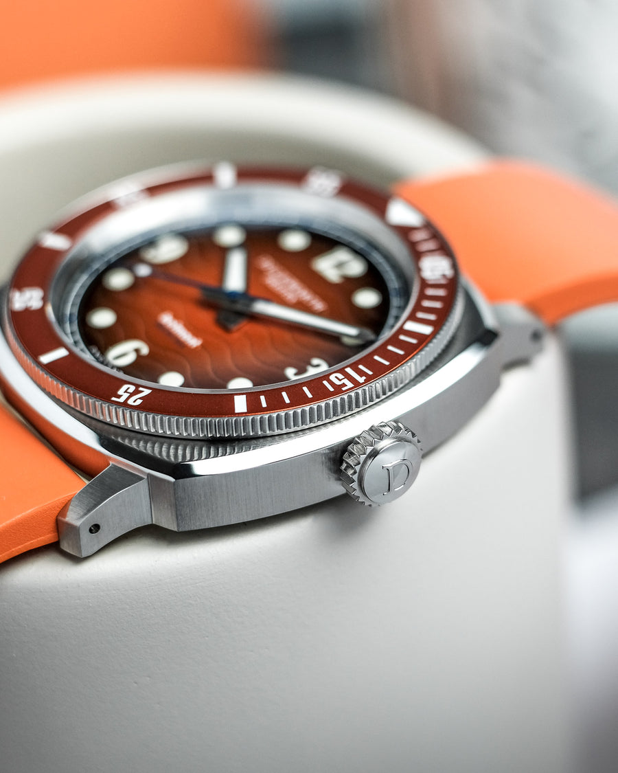 Duckworth Prestex DP BELMONT Dive Watch Orange Dial Rubber Strap D328-05