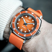 Duckworth Prestex DP BELMONT Dive Watch Orange Dial Rubber Strap D328-05