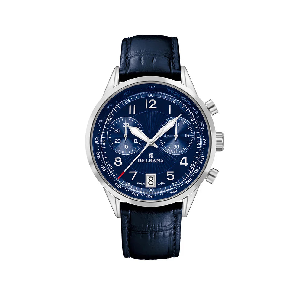 DELBANA S/S Case Blue Dial Blue Leather Strap 41601.672.6.044_2025