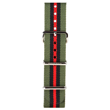 Briston NATO 20mm L280mm GREEN/BLACK/RED stripes Strap NG20.GCV
