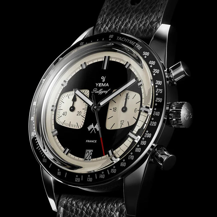 YEMA Rallygraf Meca-Quartz Reverse Panda Quartz 39mm Black/White Dial YMHF1580-AM_2024