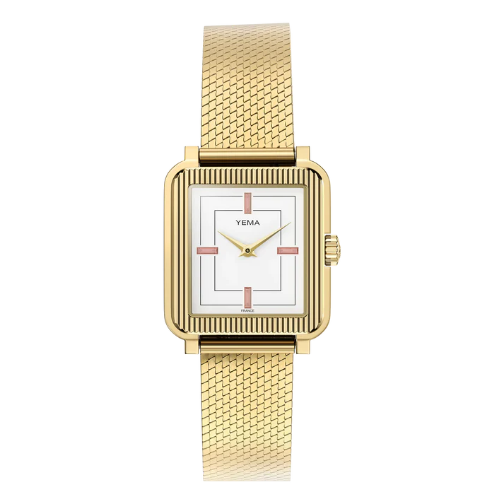 YEMA Radiance Quartz IP Gold S/S 30mm White Dial YMHF1587-1BM_2025