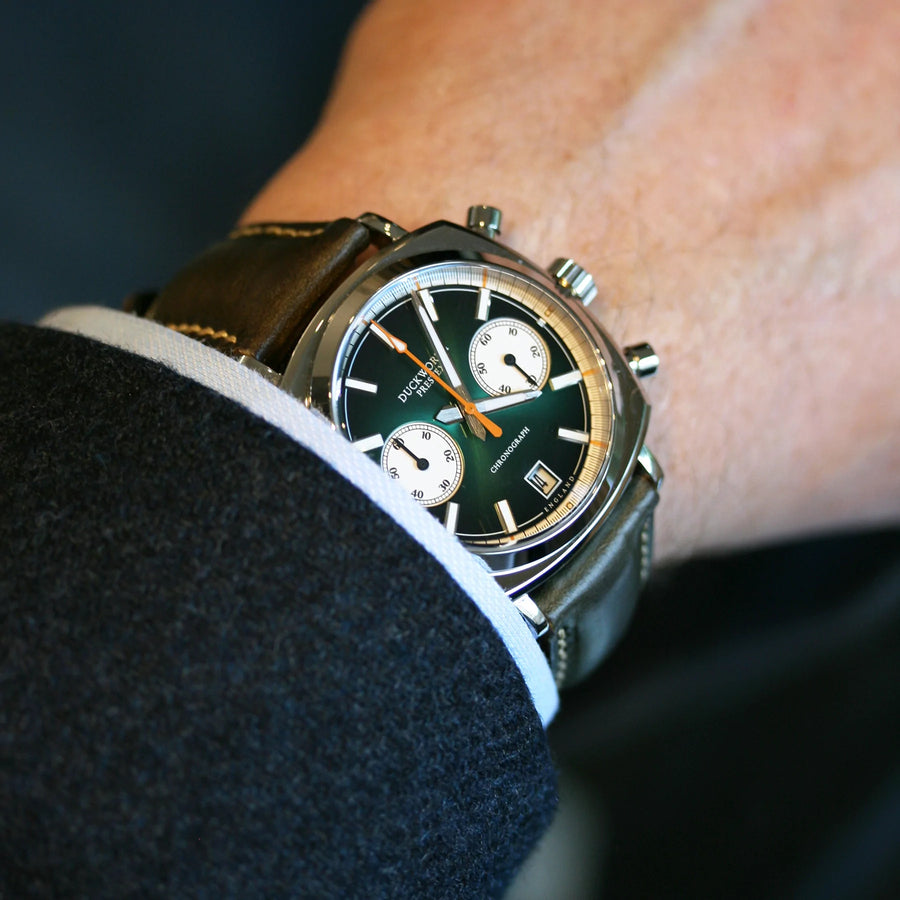 Duckworth Prestex DP Q Chrono42 Green Dial Leather strap D550-04