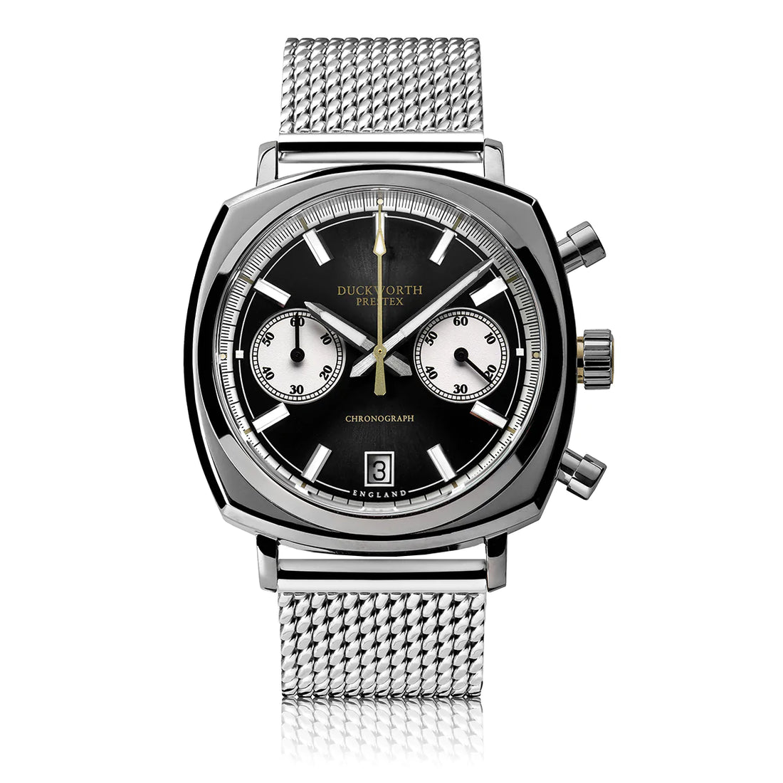 Duckworth Prestex DP Q Chrono42 Black Dial Steel Mesh D550-01