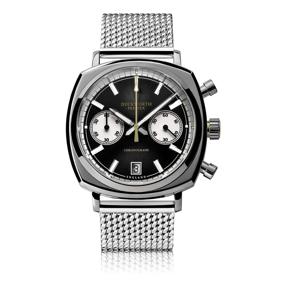 Duckworth Prestex DP Q Chrono42 Black Dial Steel Mesh D550-01