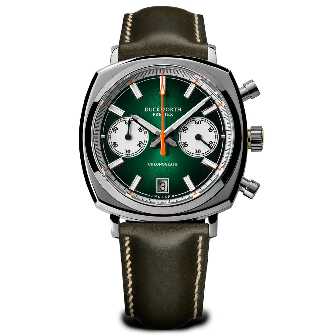 Duckworth Prestex DP Q Chrono42 Green Dial Leather strap D550-04