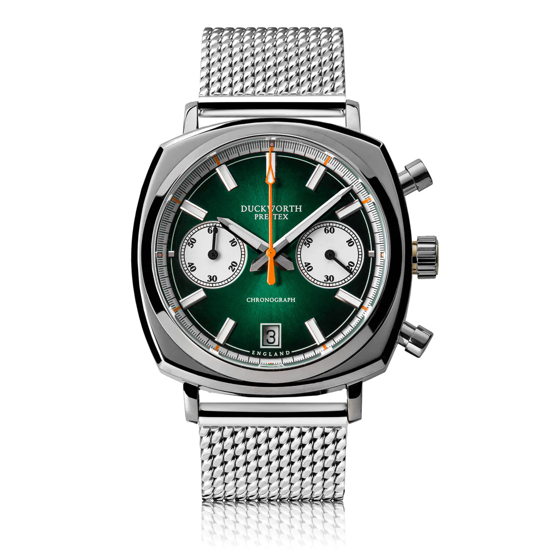 Duckworth Prestex DP Q Chrono42 Green Dial Steel Mesh D550-04