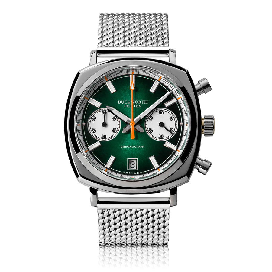 Duckworth Prestex DP Q Chrono42 Green Dial Steel Mesh D550-04