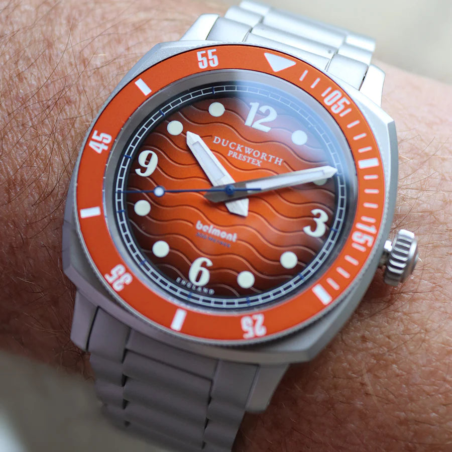 Duckworth Prestex DP BELMONT Dive Watch Orange Dial Steel Bracelet D328-05