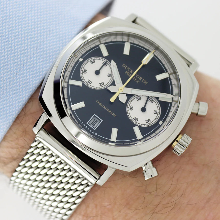 Duckworth Prestex DP Q Chrono42 Black Dial Steel Mesh D550-01