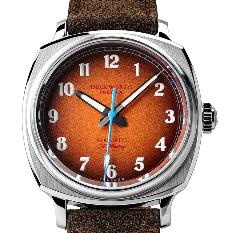 Duckworth Prestex DP Verimatic Orange fume dial Suede Strap D891-05